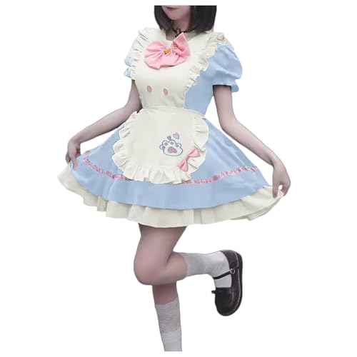 Beokeuioe Lolita Prinzessin Kleid Mädchen Spitze Layered Rüschen Saum Japanischer Stil Maid Outfit Cosplay Kostüm Party Kleider Anime French Dress Niedliche für Halloween Karneval von Beokeuioe