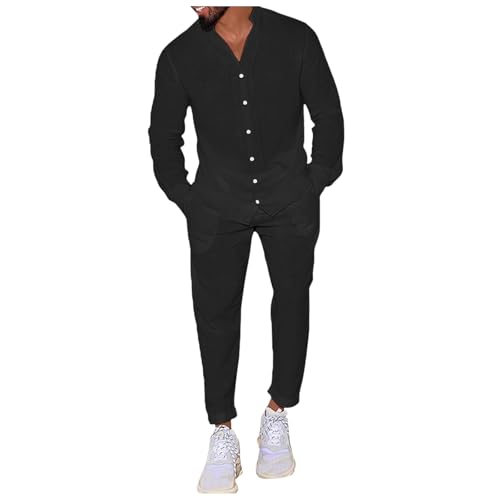 Beokeuioe Loungewear Freizeitanzug Herren Lang Urlaub Yoga Strandhemd Hose Set Leinenhemd + Leinenhose Outfit Hausanzug Weich Schlafanzug Zweiteiliger mit Langarmhemd + Herrenhose Beokeuioe Loungewear Freizeitanzug Herren Lang Urlaub Yoga Strandhemd Hose Set Leinenhemd + Leinenhose Outfit Hausanzug Weich Schlafanzug Zweiteiliger mit Langarmhemd + Herrenhose von Beokeuioe
