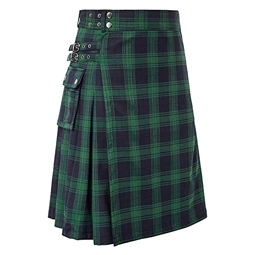 Beokeuioe Männer Traditioneller Kilt Herren Mode Schottischer Rock Neue Rock Utility Männlich Klassischer Retro Rock Mittelalterliche Schottland Faltenröcke Spleiß Schottischer Kilt von Beokeuioe