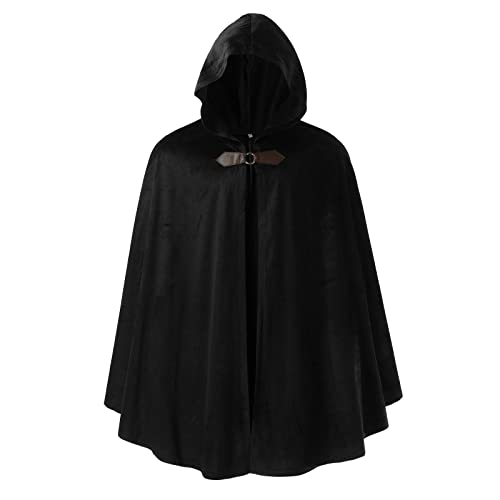 Beokeuioe Mittelalter Umhang weit mit Kapuze Baumwolle Adult Halloween Costume Umhang Karneval Kostüm Hoodies Robe Cosplay Cape Mittelalterliche Renaissance Umhang mit Kapuze von Beokeuioe