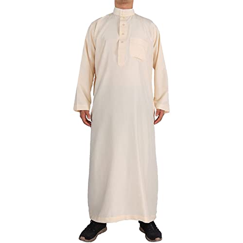 Beokeuioe Muslimische Kleider Herren Kaftan Abaya Männer Muslim Kleidung Islamische Maxikleid Langarm Kaftan Dubai Robe Ramadan Gebetskleidung Thobe von Beokeuioe