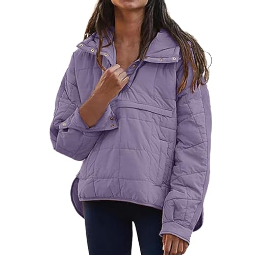 Beokeuioe Oversized Puffer Jacke mit Kapuze Leichtes Steppjacke Lässig Damen Gesteppte Pullover Sweatshirt Warm Kapuzenpulli Winter Daunenjacke Kapuzenpullover Mantel Tops Outwear von Beokeuioe