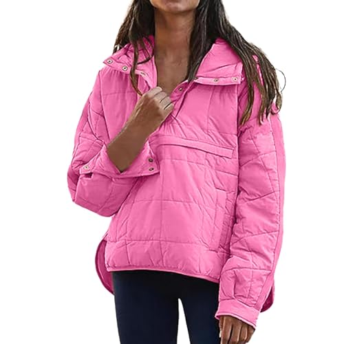 Beokeuioe Oversized Puffer Jacke mit Kapuze Leichtes Steppjacke Lässig Damen Gesteppte Pullover Sweatshirt Warm Kapuzenpulli Winter Daunenjacke Kapuzenpullover Mantel Tops Outwear von Beokeuioe