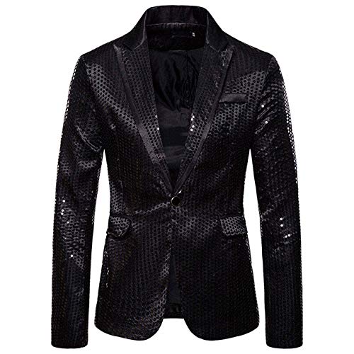 Beokeuioe Pailletten Jacke Herren Sakko Sequin Blazer Glitzer Clubwear Hochzeit Anzugjacken Glänzender Karneval Sakko Jacket Freizeit Business Jacket Abschlussball Smokings von Beokeuioe