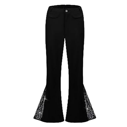 Beokeuioe Pailletten Schlaghose Herren 70er Jahre Hose Herren Flare Hosen Hippie Schlaghose Herren, Glitzer Nightclub-Hose Retro Disco Hose Karneval Kostüm von Beokeuioe