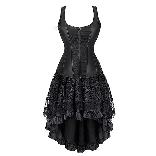 Beokeuioe Piraten Rock Mittelalter Kleidung Damen Steampunk Corsage Party Kostüm Karneval Jacquard Korsett Renaissance Kleid Pirat Kostüm Gothic Steampunk Cosplay Kleider von Beokeuioe