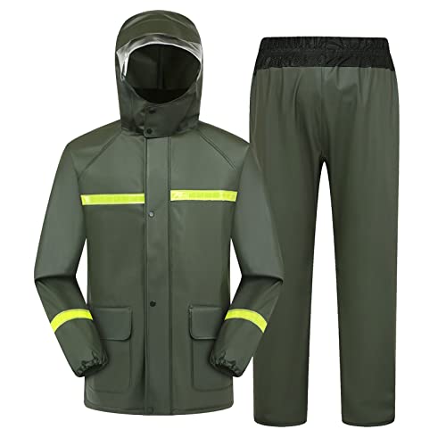 Beokeuioe Regenanzug für Herren und Damen, schwer, wasserdicht, Regenbekleidung Regenmantel (Jacke + Hose) Sets winddichte Kapuze Arbeitskleidung Vollgummiregenmantel von Beokeuioe