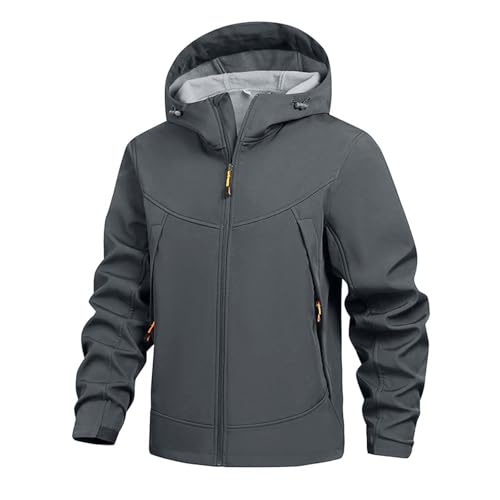 Beokeuioe Regenjacke Herren Wsserdicht Gefütterte Fahrradjacke Wasserdicht Atmungsaktiv Softshelljacke Fleecefutter Übergangsjacke Winddichte Wanderjacke mit Kapuze Windbreaker Skijacke von Beokeuioe