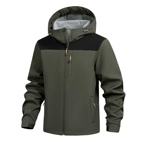Beokeuioe Regenjacke Herren Wsserdicht Gefütterte Fahrradjacke Wasserdicht Atmungsaktiv Softshelljacke Fleecefutter Übergangsjacke Winddichte Wanderjacke mit Kapuze Windbreaker Skijacke von Beokeuioe