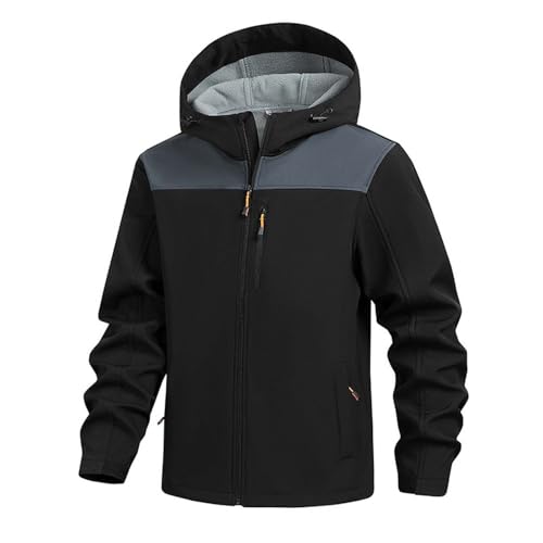 Beokeuioe Regenjacke Herren Wsserdicht Gefütterte Fahrradjacke Wasserdicht Atmungsaktiv Softshelljacke Fleecefutter Übergangsjacke Winddichte Wanderjacke mit Kapuze Windbreaker Skijacke von Beokeuioe