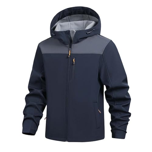 Beokeuioe Regenjacke Herren Wsserdicht Gefütterte Fahrradjacke Wasserdicht Atmungsaktiv Softshelljacke Fleecefutter Übergangsjacke Winddichte Wanderjacke mit Kapuze Windbreaker Skijacke von Beokeuioe