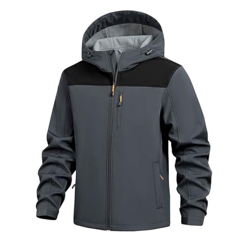 Beokeuioe Regenjacke Herren Wsserdicht Gefütterte Fahrradjacke Wasserdicht Atmungsaktiv Softshelljacke Fleecefutter Übergangsjacke Winddichte Wanderjacke mit Kapuze Windbreaker Skijacke von Beokeuioe