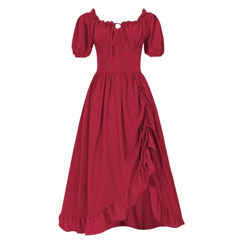 Beokeuioe Renaissance Kostüm Damen Cosplay Karneval Kleidung Mittelalter Kostüme Retro Viktorianische Kleider Steampunk Kleider Abendkleid Chemise Bauernkleid Irisch Boho Lange von Beokeuioe