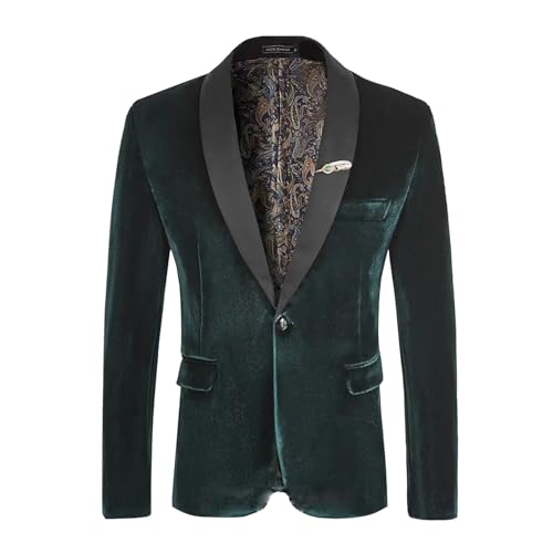 Beokeuioe Samt Blazer Herren Festliche Hochzeitsanzug Sakko Herren Regular fit Business Jacket Freizeit Herren Anzugjacke Revers Sportsakko Langarm Modern Smokings Einfarbig Mantel von Beokeuioe