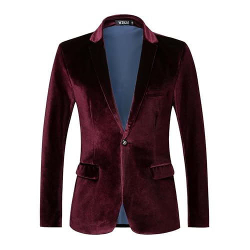 Beokeuioe Samt Blazer Männer Festliche Hochzeitsanzug Freizeit Herren Anzugjacke Sakko Herren Regular fit Revers Business Jacket Langarm Sportsakko Modern Smokings Einfarbig Mantel von Beokeuioe