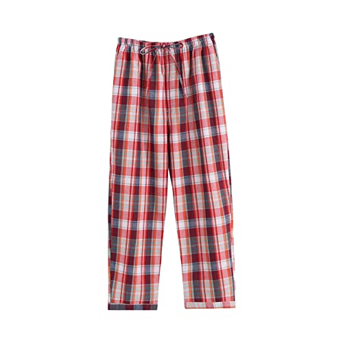 Beokeuioe Schlafhose für Männer Herren Schlafanzug Pyjama Hose lang kariert aus Baumwolle Karierte Schlafhose Pyjamaunterteil Freizeithose Loungewear Pyjama Karo Hose von Beokeuioe