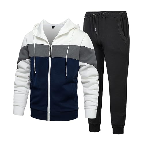 Beokeuioe Tracksuit Freizeitanzug Herren Jogginganzug Reißverschluss Farbblock Hoodie Tracksuit Frühjahr Herbst Winter Set Männer Hochwertige Gym Warm von Beokeuioe