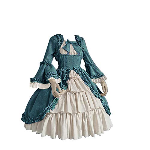 Beokeuioe Vintage Gothic Renaissance Viktorianisches Kleidung Damen Rokoko Barock Prinzessin Kleid Trompetenärmel Schleife Knielang Kostüm Mittelalter Kostüm Elegant Retro Kleider von Beokeuioe