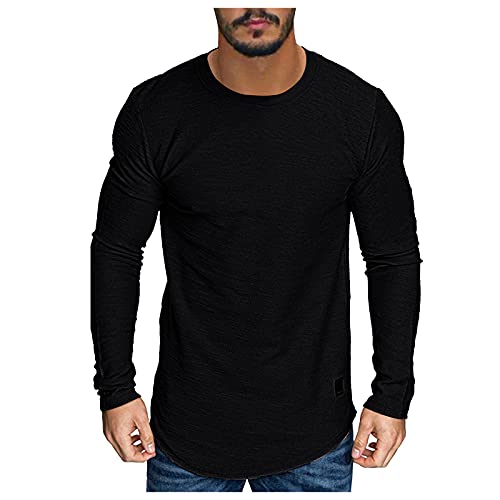 Beokeuioe Vintage Langarmshirt Herren Langarmshirt Basic Pullover Longsleeve Männer Herren Longsleeve mit O-Ausschnitt Regular Fit Fitness T-Shirt Crew Neck Langarm Hemden Lässiges von Beokeuioe