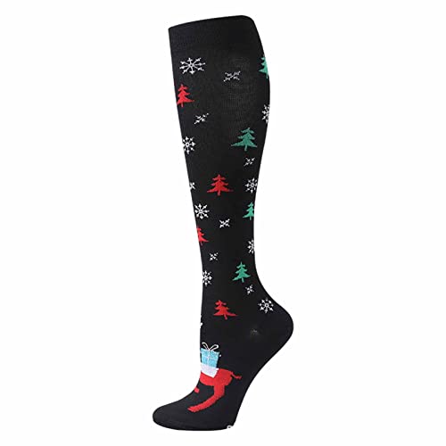 Beokeuioe Weihnachten Drucksocken Kompressionssocken Kalbssocken Lange Schlauch Kniesocken Weihnachts bedruckte Socken Kniestrümpfe Herren lang - Baumwollstrümpfe von Beokeuioe