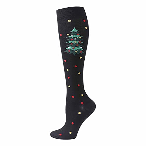 Beokeuioe Weihnachten Drucksocken Kompressionssocken Kalbssocken Lange Schlauch Kniesocken Weihnachts bedruckte Socken Kniestrümpfe Herren lang - Baumwollstrümpfe von Beokeuioe