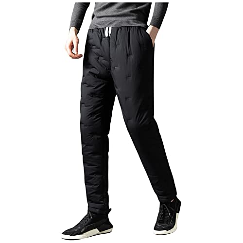 Beokeuioe Winter Fleece Gefüttert Warme Daunenhose verdickte Skihose Winter Gefüttert Softshell Hose mit Stretchbund Outdoor Hose Wasserabweisend Thermohose Jogginghose von Beokeuioe