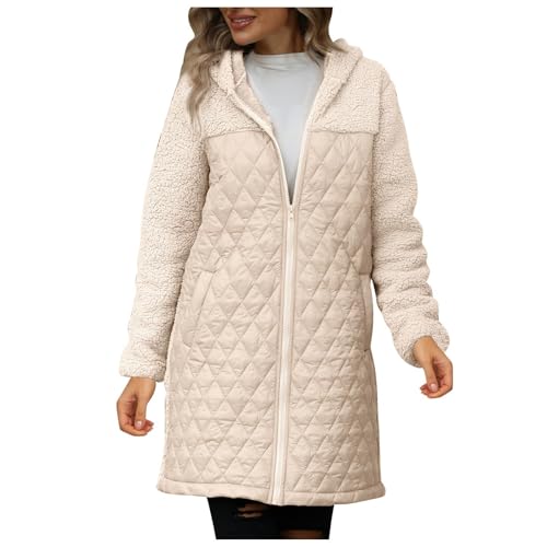 Beokeuioe Wintermantel Gefüttert Padded Daunenmantel Damenmantel Lang Steppmantel Damen Leicht Winterjacke Parka Übergangsjacke Coat Wärmemantel Winter Lang Daunenjacke Gepolstert von Beokeuioe