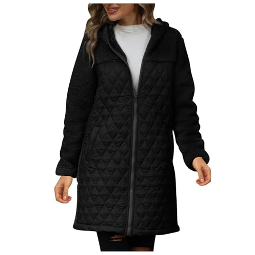 Beokeuioe Wintermantel Gefüttert Padded Daunenmantel Damenmantel Lang Steppmantel Damen Leicht Winterjacke Parka Übergangsjacke Coat Wärmemantel Winter Lang Daunenjacke Gepolstert von Beokeuioe