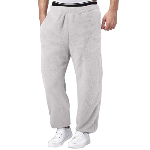 Beokeuioe haushose Herren Plüsch Pyjama Hosen Flauschige Herren Jogginghose Fleece Bequeme Freizeithose Winter warme Wendbarer Sweathose Lange Schlafhose von Beokeuioe