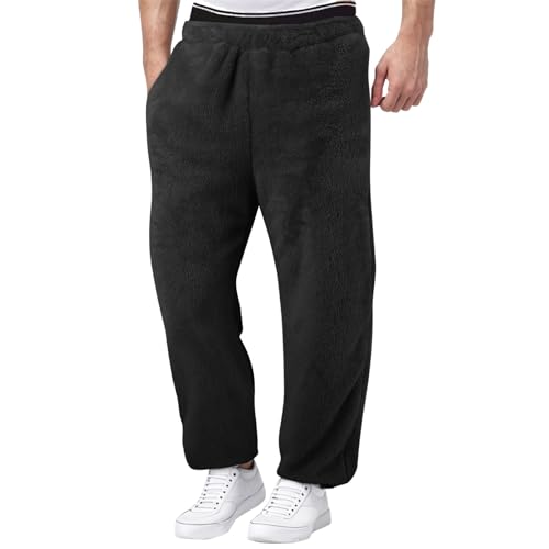 Beokeuioe haushose Herren Plüsch Pyjama Hosen Flauschige Herren Jogginghose Fleece Bequeme Freizeithose Winter warme Wendbarer Sweathose Lange Schlafhose von Beokeuioe
