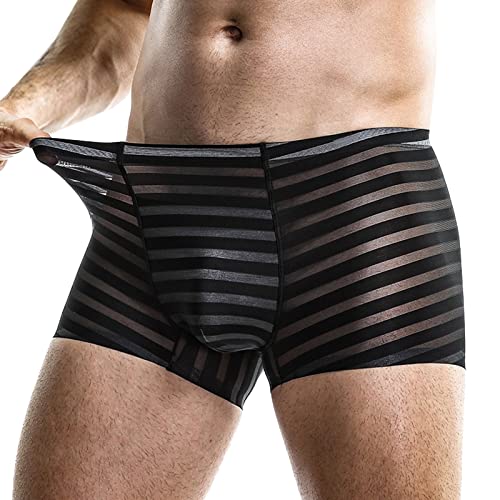 Beokeuioe weiche Boxershorts Der Ringe Herren LäSsige Mode Unterhose Männer 3 Stück Sexy Short Sommer Dünne Transparente Unterhose Ice Silk Boxer Atmungsaktive Männer Herren Netz Unterwäsche von Beokeuioe