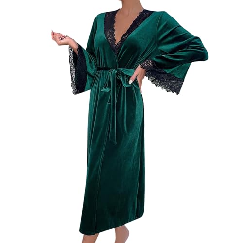 Damen Spa Robe Damen Goldener Samt Morgenmantel Langer Winter Saunamantel mit Besatz Spitze Kimono Federbesatz Manschetten Langer Bademantel mit Krawatte Frauen Roben Damen Spa Robe Damen Goldener Samt Morgenmantel Langer Winter Saunamantel mit Besatz Spitze Kimono Federbesatz Manschetten Langer Bademantel mit Krawatte Frauen Roben von Beokeuioe