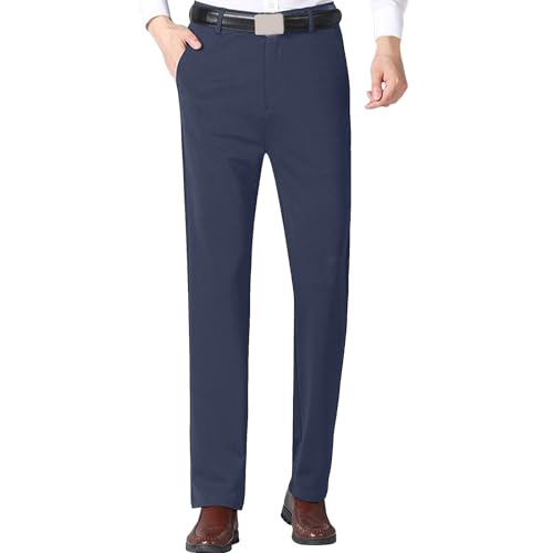 Fleece-gefütterte Thermohose Lockere Business Herren Hose Winter, Hochzeitsfeier Banketthose, Herren Anzughose mit dickem, Chinohosen Büro-Arbeitshose von Beokeuioe