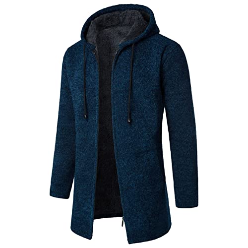 Freizeit-Winter-Kapuzen-Pulli-Strick-Jacke Mäntel Herren Herbst und Winter Solide Kapuze Reißverschluss Warme Strickjacke Strickmantel Daunenjacke Herren von Beokeuioe