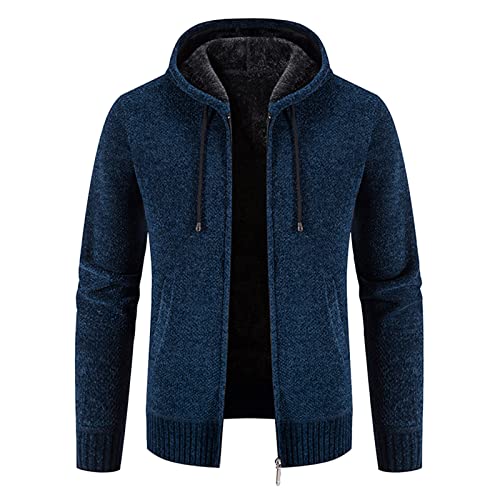 Freizeit-Winter-Kapuzen-Pulli-Strick-Jacke Mäntel Herren Herbst und Winter Solide Kapuze Reißverschluss Warme Strickjacke Strickmantel Max Herren von Beokeuioe