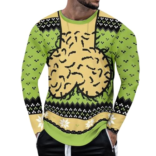 Geschenke Männer Weihnachtsshirt Sankt Pullover Weihnachten Herren T-Shirt Weihnachtsmann Cosplay Kostüm Funky 3D Shirt Langarm Christmas Bekleidung von Beokeuioe