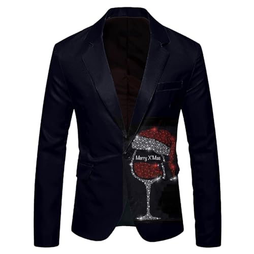 Herren Anzug Jacke Weihnachten Sakko Slim Fit Button in Verschiedenen Druck Festlich Party Blazer Anzugjacke Revers Slim Fit Blazer Elk Print Jacket Xmas von Beokeuioe