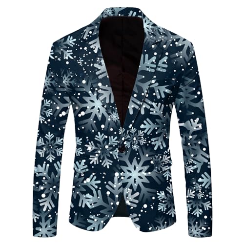 Herren Blazer Schneeflocken Weihnachtsmann Sakko Herren Anzugjacke Weihnachtsblazer -mantelbaum Bedruckt Long Sleeve Weihnachten Lustig Druck Anzug von Beokeuioe