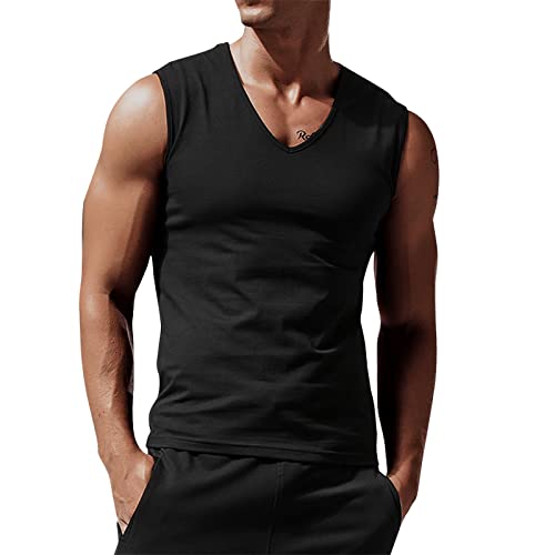 Herren Hemd Kurzarm Freizeithemd Businesshemd Herren-Hemd Slim-Fit Kurzarm-Hemden Männer Frühling Sommer Lässige Ärmellose Tanktops T-Shirt Top Bluse Herren Seidentop von Beokeuioe