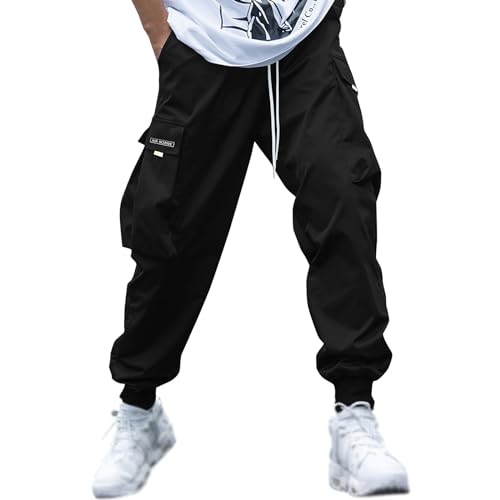 Herren Hip Hop Jogger Cargo Pants Techwear Hosen Baggy Streetwear Punk Hose Taktische Jogger Cargohose Harem Techwear Herren Loose Arbeitshose Jungen Jogginghose von Beokeuioe