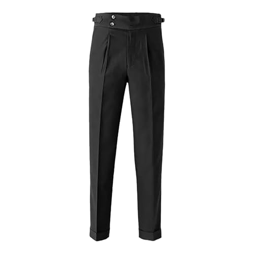 Herren Hochtaillierte Hochzeithose Elegante Smokinghosen Hohe Taille Lässige Anzughose Stoffhose Leicht Chinohose Freizeit Businesshose Geradem Bein Anzug Hosen Freizeithose von Beokeuioe