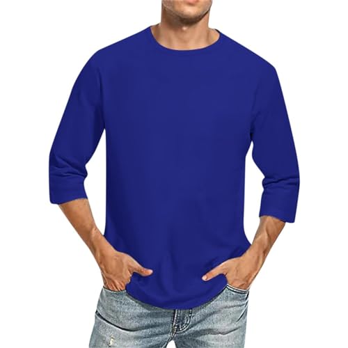 Herren Langarm T-Shirt Basic Shirt Einfarbig 3/4 Ärmel Unterziehshirt Herren Langärmeliges Tshirt Baumwolle Männer Unterhemden Sport T Shirt Herren Oversize Freizeitshirt von Beokeuioe