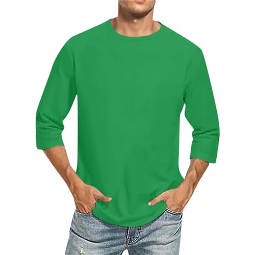 Herren Langarm T-Shirt Basic Shirt Einfarbig 3/4 Ärmel Unterziehshirt Herren Langärmeliges Tshirt Baumwolle Männer Unterhemden Sport T Shirt Herren Oversize Freizeitshirt von Beokeuioe