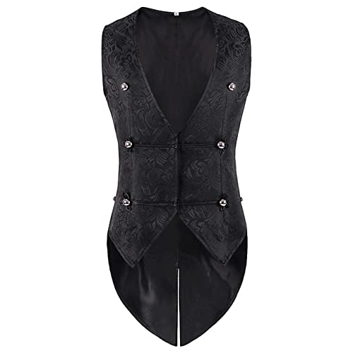 Herren Weste Brokat Frack Tailcoat für Halloween Kostüm Weste Gotisch Steampunk Mittelalter Zweireihige Paisley Weste Hochzeit Party Gothic Steampunk Revers Weste von Beokeuioe