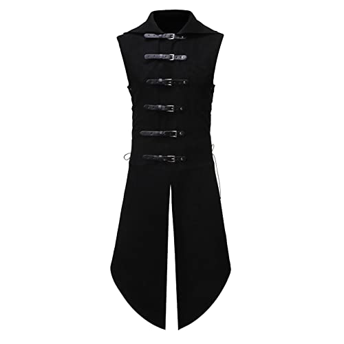 Herren Brokat Frack Tailcoat für Halloween Kostüm - Gotisch Steampunk Mittelalter Zweireihige Paisley Weste - Hochzeit Party Gothic Revers Weste von Beokeuioe