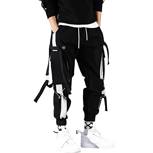 Jogginghose Herren Sommer,Herren Techwear Hosen Hip Hop Jogger Cargo Pants Baggy Streetwear Punk Hose Fitness Slim Fit Trainingshose Freizeithos Moderne Bequeme von Beokeuioe