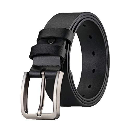 Ledergürtel Herren Verstellbar Jeans Business Anzug Gürtel Schwarz Braun Gürtel Herren Leder 32mm Breit 105cm 115cm 125cm Freizeitgürtel für Männer Buckle Belt Herren von Beokeuioe