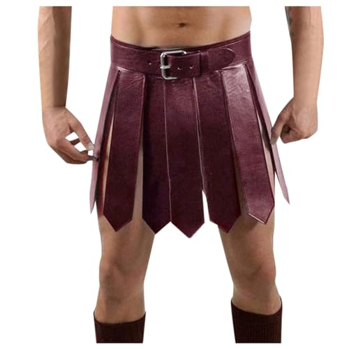 Männer PU-Leder Wikinger Quastenrock Lederrock Römischer Soldat Taillengürtel Steampunk Rock Mittelalterlich Kostüm Cosplay Karneval Fasching Cosplay Zubehör Kleidung von Beokeuioe
