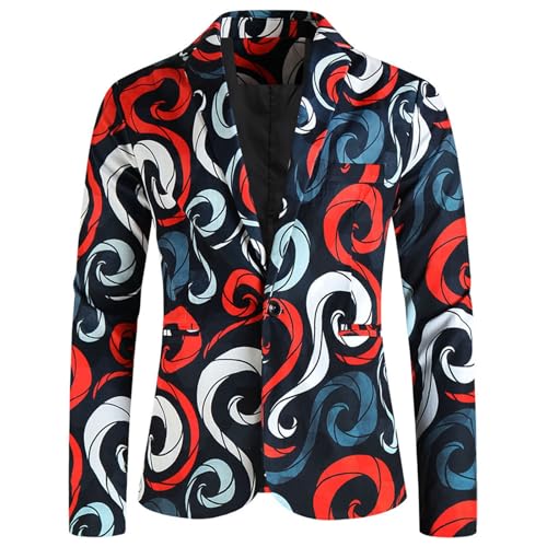 Sakko Herren Freizeit Anzügejacke Regular Fit Funky Herrenanzüge Geometrische Muster Blazer Anzug Suit Farbigen Jacket Herren Mit Knöpfen Smoking Jacke für Hochzeit von Beokeuioe
