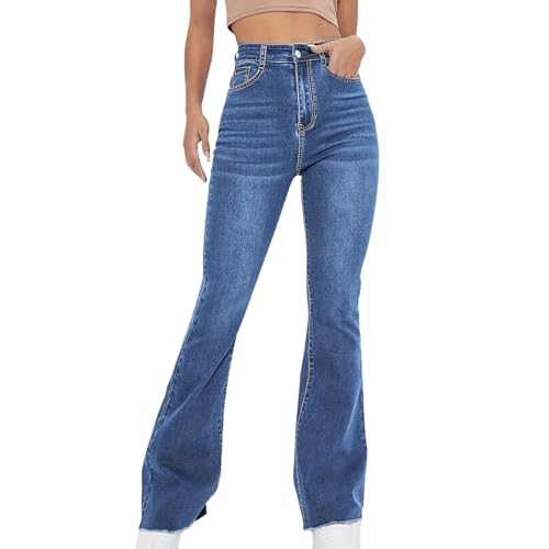 Schlaghosen Jeans Damen High Waist Damen Stretch Denim Flare Jeans Bootcut Jeans Damen Stretch Skinny Flared Bootcut Jeans Schlank Stylische Denimhose Röhrenjeans von Beokeuioe